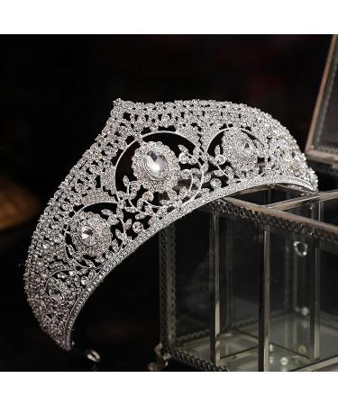 WIOJEIGO Women's Crystal Crown Wedding Tiara for Prom & Birthday Party - Silver - Buy Online on GoSupps.com