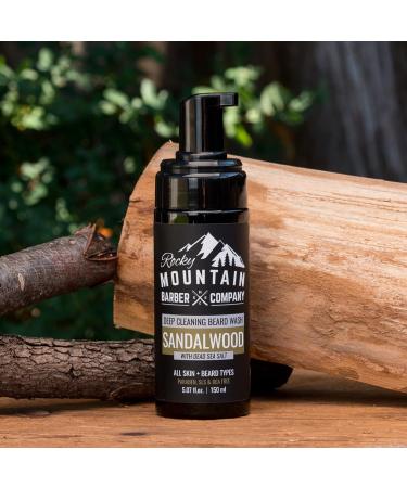 Rocky Mountain Barber Co. Foaming Sandalwood Beard Wash - Sandalwood Oil Vitamin B5 Dead Sea Salt - 5 oz | International Shipping Available - Buy Online on GoSupps.com