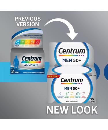 Centrum Men 50+ Multivitamin Tablets for Men Vitamins with 23 Essential Nutrients Including Vitamin C D and Zinc 30 ct (Packaging and Tablet Colour May Vary Slightly) (Pack of 3) 30 count (Pack of 3) - Buy Online on GoSupps.com