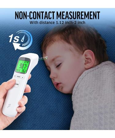 Digital No-Touch Forehead Thermometer for Adults and Kids - Fever Alert, Object Mode, 32 Memory Recall - Instant Accurate Reading - White - Buy Online on GoSupps.com