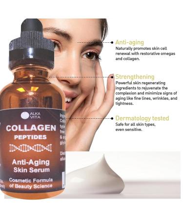 Buy Collagen Peptides Skin Serum - Anti-Aging Facial Wrinkle Treatment with Natural Ingredients - International Shipping - Buy Online on GoSupps.com