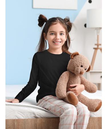 Cooraby 3 Pack Girls' Cotton Long Sleeve Thermal Tops with Lace - 4T Black White Light Pink - Buy Online on GoSupps.com