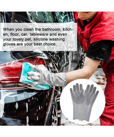 Dishwashing Gloves - Reusable Silicone Dishwashing Gloves Waterproof Household Cleaning Tools for Shower Room Car Cleaning Pet Care Clothes Quilt Light Gray - Buy Online on GoSupps.com