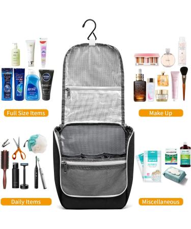 Della Gao Travel Toiletry Bag for Women Men - Water-Resistant Organizer for Makeup, Shampoo, Toiletries - Hanging Hook, Black - Buy Online on GoSupps.com