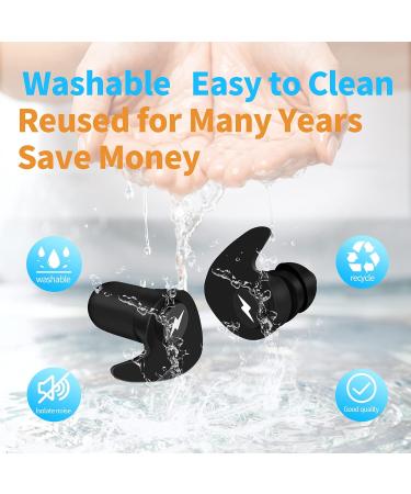 Noise Cancelling Ear Plugs - Soft Reusable Silicone for Sleep Work Study Swimming & Flights - Black - Buy Online on GoSupps.com