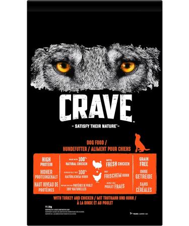 Crave Adult Dry Dog Food with Turkey & Chicken 11.5kg - Grain-Free High Protein All-Natural Formula - Buy Online on GoSupps.com
