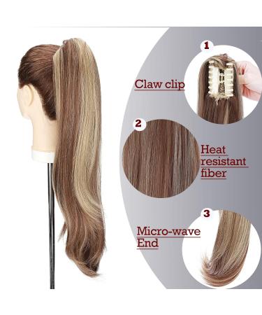 55cm Ponytail Extension | Heat-Resistant Clip-In Braid | Light Brown & Ash Blonde Micro-Wavy Hair - Buy Online on GoSupps.com