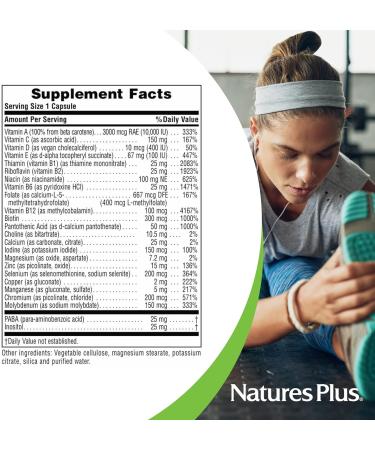 NaturesPlus Ultra One Iron Free - 90 Capsules - High Potency Daily Multivitamin & Mineral Supplement for Natural Energy - Vegetarian & Gluten-Free - Buy Online on GoSupps.com