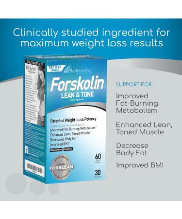 BioGenetic Laboratories Men and Women Forskolin Lean & Tone - Weight Loss Pills - Body Toning Formula Fat Burner and Maintenance of Muscle Mass for Appetite Suppressant - 60 Capsules - Vegetarian - Buy Online on GoSupps.com