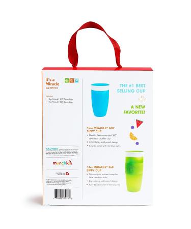 Munchkin It's a Miracle! 360 Sippy Cup Gift Set - Blue/Green 10 Ounce + 14 Ounce - Buy Online on GoSupps.com