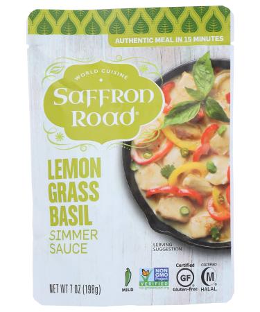 Saffron Road Lemongrass Basil Simmer Sauce, 7oz - Non-GMO, Gluten Free, Halal, Kosher