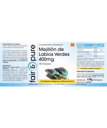 Fair & Pure Green-Lipped Mussel 400mg with Ginger Yucca & Vitamin E - High Dosage 180 Capsules from New Zealand | International Shipping Available - Buy Online on GoSupps.com