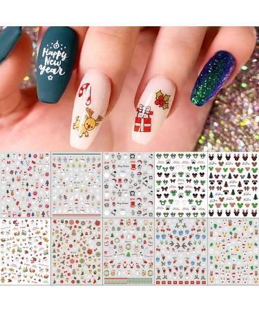 Christmas Cartoon Nail Stickers 10 Sheets Self-Adhesive Nail Decal for Kids Nail Art Decoration Design Supplies - Buy Online on GoSupps.com