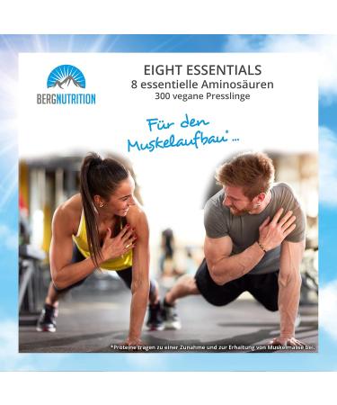 Berg NUTRITION EIGHT Essentials - 300 Vegan Amino Acid Tablets with 8 Essential Amino Acids | High Dose EAA Complex for Optimal Protein Supply | Prof. Dr. Luc Moretti Approved - Buy Online on GoSupps.com