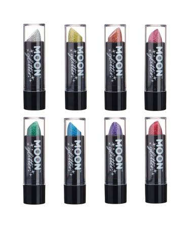 Holographic Glitter Lipstick by Moon Glitter - 5gr - Set of 8 colours - Buy Online on GoSupps.com