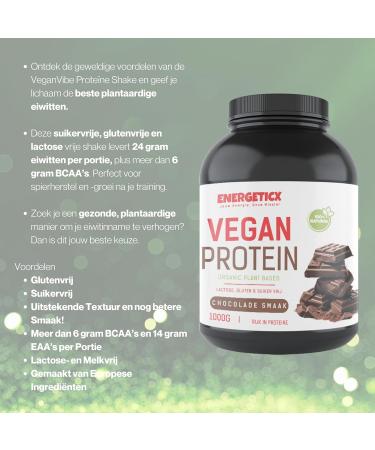Energeticx VeganVibe Protein Shake PlantBased Protein Shake for Every Day Chocolate 1000 grams 33 portions - Buy Online on GoSupps.com