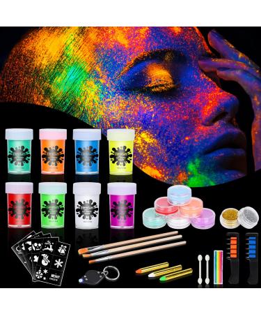 Herefun uv light bodypainting make-up 8 colors face painting glitter make-up set black light body color uv color make-up carnival fluorescent color carnival make-up glow effect - Buy Online on GoSupps.com