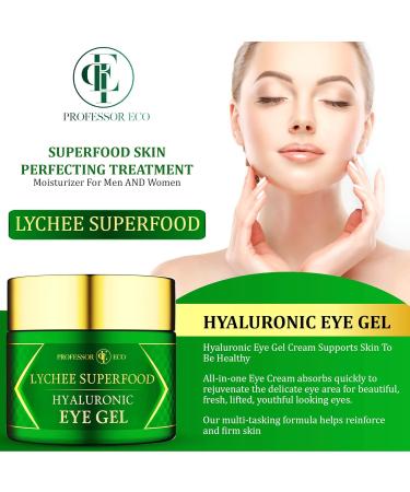 Professor Eco Lychee Superfood Hyaluronic Eye Gel 2oz - Firms Eye Bags, Rejuvenates & Hydrates Skin - Buy Online on GoSupps.com