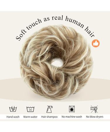 Silk-Co Hair Part with Rubber Band - Wavy Soft Dutt Extensions for Messy Buns - Honey Brown Ombre & Bleach Blonde - 55g Thickening Hair Solutions - Buy Online on GoSupps.com