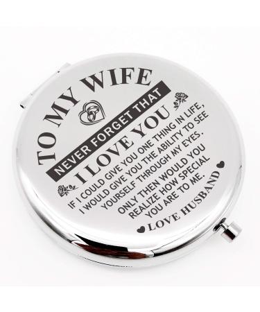 Warehouse No.9 Romantic Personalized Travel Pocket Compact Pocket Makeup Mirror Wife Gift from Husband for Wedding Anniversary Birthday Christmas Thanksgiving Day Gift