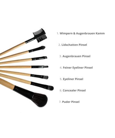 Professional Make-Up Brush Set | 7 High-Quality Brushes with Natural Wood Handles & Synthetic Hair | Ideal Travel Bag Included | Perfect for Every Make-Up Look - Buy Online on GoSupps.com
