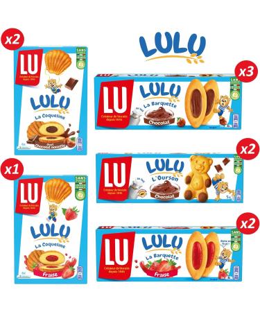 LU - La Bo te LULU - Assortment of 10 Packets: Chocolate Hazelnut Trays (x3) Chocolate Coqueline (x2) L'Ourson Chocolat (x2) Strawberry Tray (x2) Strawberry Coqueline (x1) - Pack of 1.4 kg - Buy Online on GoSupps.com