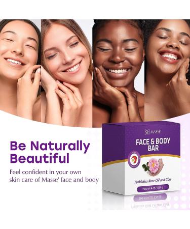 Skin Soothing Cleanser | Organic Rose Oil & Clay Probiotic Face & Body Wash | Natural Soap Bar for Sensitive Skin | Men & Women | Pack of 3 - Buy Online on GoSupps.com