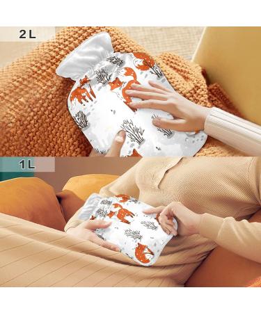Cute Foxes & Rabbits Hot Water Bottle (1L) - Soft Warm Cover for Bed Hands Neck & Shoulders - Perfect Winter Comfort - Buy Online on GoSupps.com