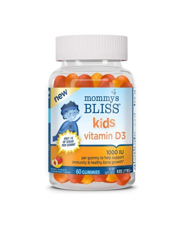 Mommy's Bliss Kids Vitamin D3 Peach Mango & Strawberry Flavors 1000 IU 60 Gummies