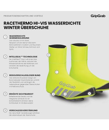 Gripgrab RaceThermo Winter Racing Bike Overcovers - Waterproof Neoprene Zip Hi-Vis Yellow (Size 44/45) for Ultimate Warmth - Buy Online on GoSupps.com