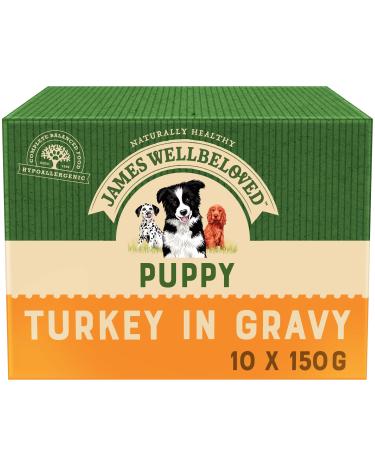 James Wellbeloved Puppy Turkey in Gravy 10 Pouches Hypoallergenic Wet Dog Food Pack of 1 (10 x 150 g) Turkey 150 g (Pack of 10)