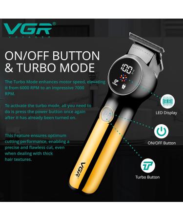 VGR Men's Electric Beard Trimmer with Turbo Mode and Precision Ceramic Blades - Buy Online on GoSupps.com