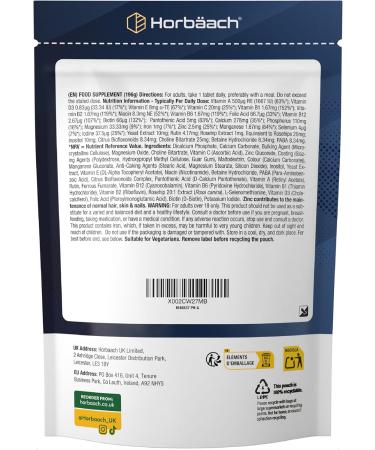 Cheveux Ongles Peau | 28 nutriments avec de la biotine du zinc du fer un complexe de vitamines B et bien plus encore ! | 120 Comprim s | Horbaach - Buy Online on GoSupps.com
