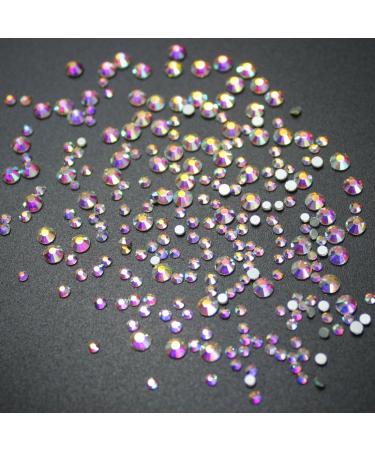 Rhinestone Nail Art Studs Set - 4906pcs Circular Glass Stones for 3D Nails (1.3mm-2.8mm) - Crystal AB | Manicure Decorations - Buy Online on GoSupps.com