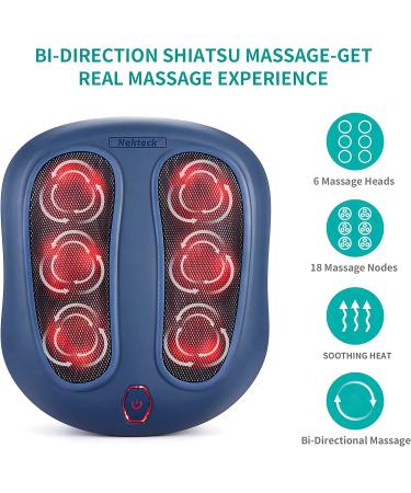 Nekteck Shiatsu Heated Foot Massager Machine with Infrared Heat - Electric Kneading for Plantar Fasciitis Relief - Blue - Buy Online on GoSupps.com