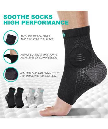 Neuropathy Socks for Men & Women - Comprex Compression Ankle Sleeves for Pain Relief Plantar Fasciitis Support 2 Pairs (Black+Grey XL - Buy Online on GoSupps.com