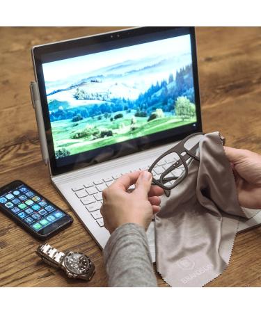 Buy Brandson XXL Glasses Cleaning Towels (30x40 cm) - 2 Washable Microfiber Cloths for Glasses & Screens - Perfect for Cell Phones & Displays - Gray - Buy Online on GoSupps.com