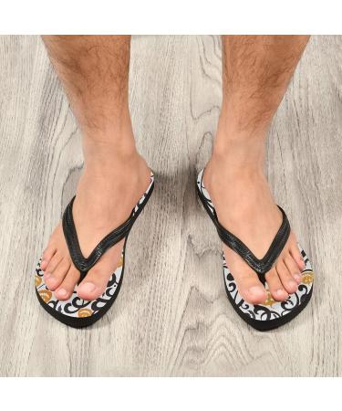 Mnsruu Halloween Damask Flower Pumpkin Flip Flops | Stylish Sandals & Slippers for Men & Women | Ideal for Home Spa Travel - Buy Online on GoSupps.com