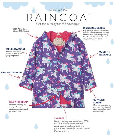 Hatley Girls' Rainbow Winged Unicorns Raincoat - Size 2 Years | Waterproof & Adorable Design - Buy Online on GoSupps.com