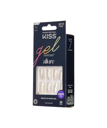 KISS Gel Fantasy Press On Nails - How Dazzling Silver Medium Square | 28 Nails Glue & Mani Kit Included - Shop Internationally - Buy Online on GoSupps.com