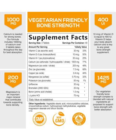 Calcium Supplement with Vitamin D3 & Magnesium for Bone Health - 120 Count Gluten-Free Tablets - Buy Online on GoSupps.com