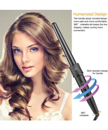 Lanboo 5 in 1 Curling Iron Set with Interchangeable Ceramic Barrels and Protective Glove - Fast Heating Hair Curler Kit for Loose Curls - Buy Online on GoSupps.com