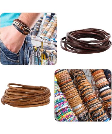 2 Rolls 3mm Flat Genuine Leather Cord for Jewelry Making and Crafts - Natural Leather Strip for Bracelets, Necklaces, Handbags - 118 inch Length - Buy Online on GoSupps.com