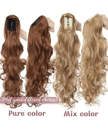 Ponytail Extensions Long Wavy Ponytail Extension 24 Inch Claw Clip Pony Tail Hairpiece Claw Clip in Synthetic Long Wave Ponytail Hair Extainson for Women Girls for Women (Color : Dark black Size : 24inches Dark black - Buy Online on GoSupps.com