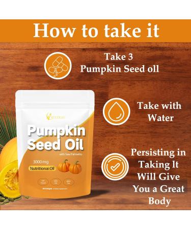 EILTEAU Pumpkin Seed Oil with Saw Palmetto Nutrikiv Pumpkin Seed Oil 3000mg Cold Pressed Essential Fatty Acids & Phytosterols Non-GMO Supports Hair Urinary Bladder & Prostate Health (1) - Buy Online on GoSupps.com