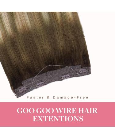 Buy GOO GOO Wire Hair Extensions - 16 Inch 95g Walnut Brown Ash Blonde Balayage Invisible Seamless Fish Line | International Shipping - Buy Online on GoSupps.com