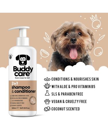 BuddyCare 2in1 Shampoo & Conditioner for Dogs - Aloe Vera & Pro-Vitamin B5 (500ml x3) - Practical Pet Care Solution for Healthy Coats - Buy Online on GoSupps.com