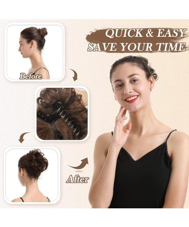 BARSDAR Claw Clip Messy Bun Hairpiece - Synthetic Curly Hair Scrunchie for Women, Light Golden Brown/Golden Blonde Mix - Buy Online on GoSupps.com