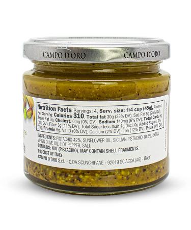 Pistachio Pesto - Sicilian Savory Creamy Spread - 6.35oz Glass Jar from Sicily by Campo D'Oro - Buy Online on GoSupps.com
