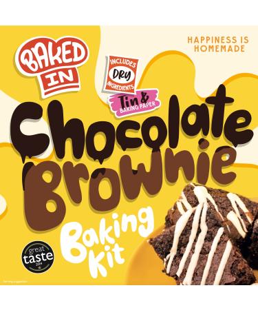 Bakedin Double Chocolate Brownie Kit All The Dry Ingredients Foil Baking Tin and Paper 475 gram